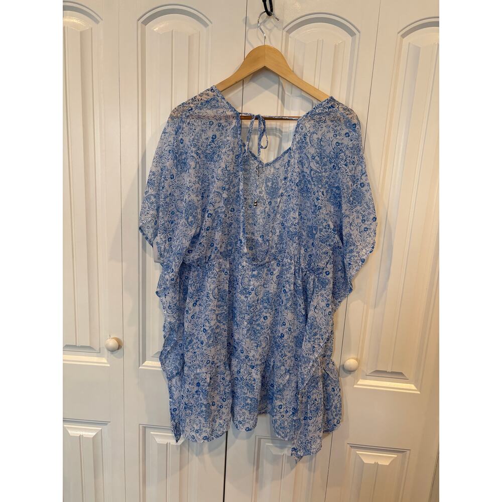 Time‎ And Tru Blue And White Swimsuit Coverup SIze Large